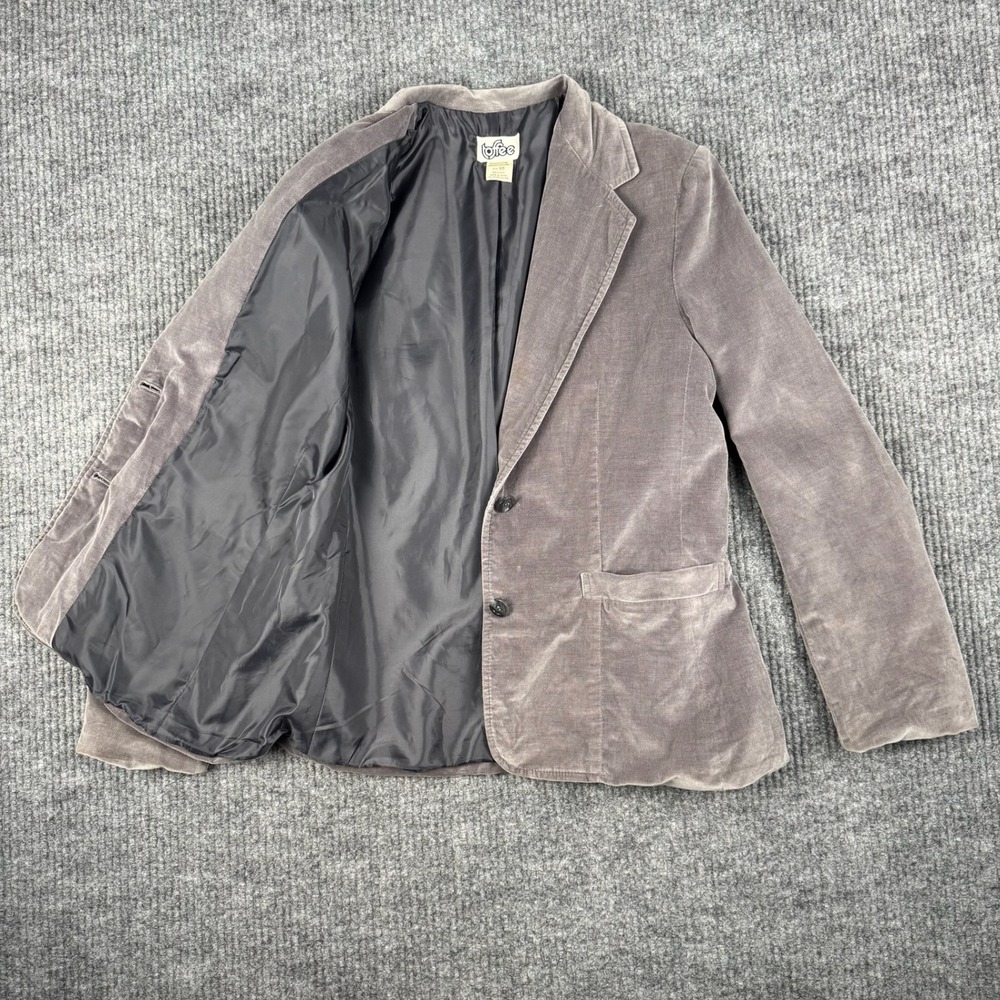 Vtg 80s Toffee Velvet Blazer Womens S Gray Cotton Made in Japan Tailored Jacket